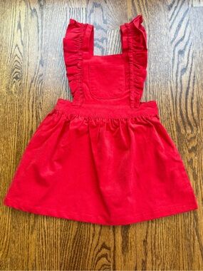 NWOT Red Ruffle Pinafore Dress 2T